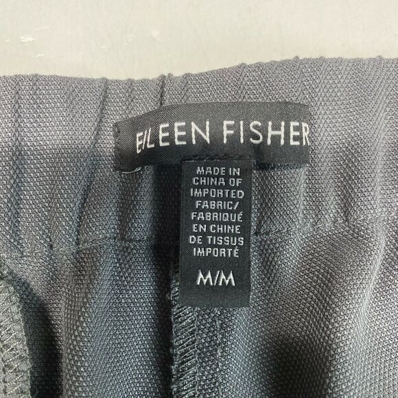 Eileen Fisher Tencel Tapered Leg Pants Sz Medium Dark Gray Textured Elastic EUC - Picture 4 of 12